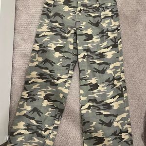 Camo Print High Waist Wide Leg Jeans